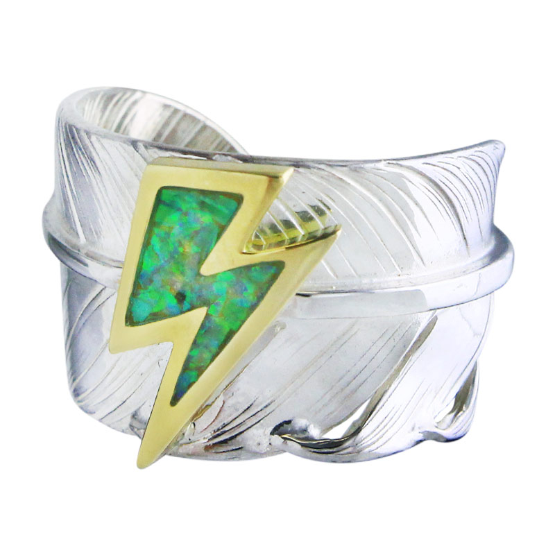 L feather ring 01 opal K18 big thunder