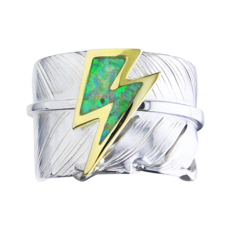 L feather ring 01 opal K18 big thunder