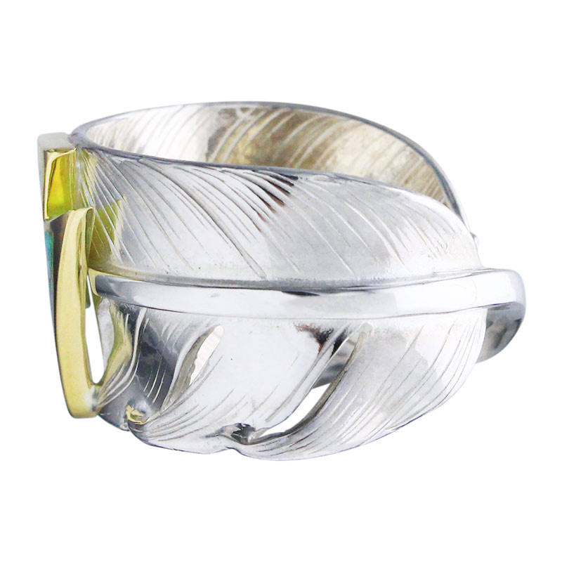 L feather ring 01 opal K18 big thunder