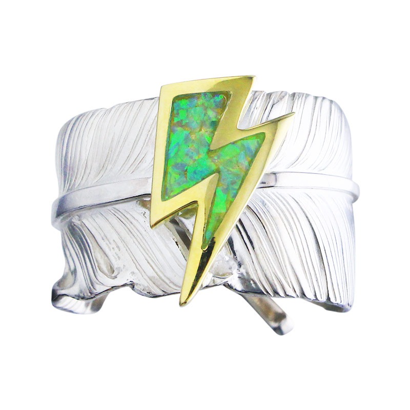 L old feather ring 02 opal K18 big thunder