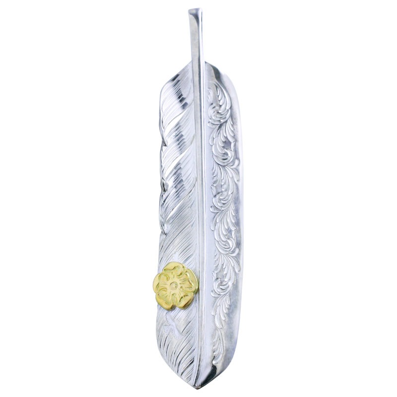 L arabesque flight feather 02 S K18 flower metal