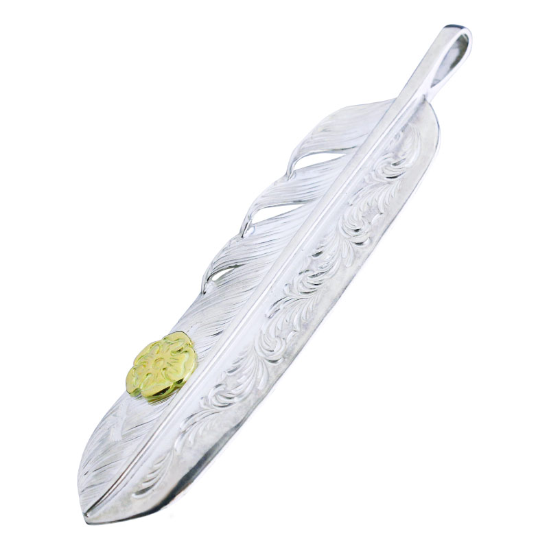 L arabesque flight feather 02 S K18 flower metal