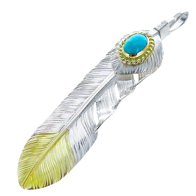 L old feather K18 top 01 L heart feather 01 turquoise 6×8 K18 cup