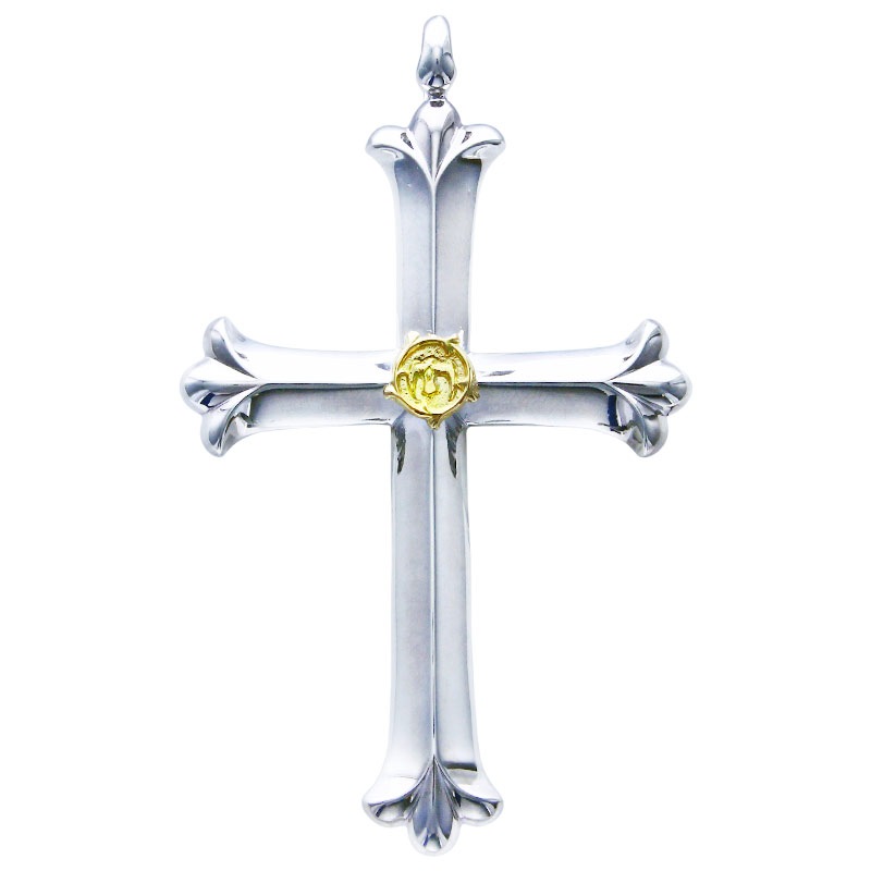 cross pendant arabesque K18 eagle metal
