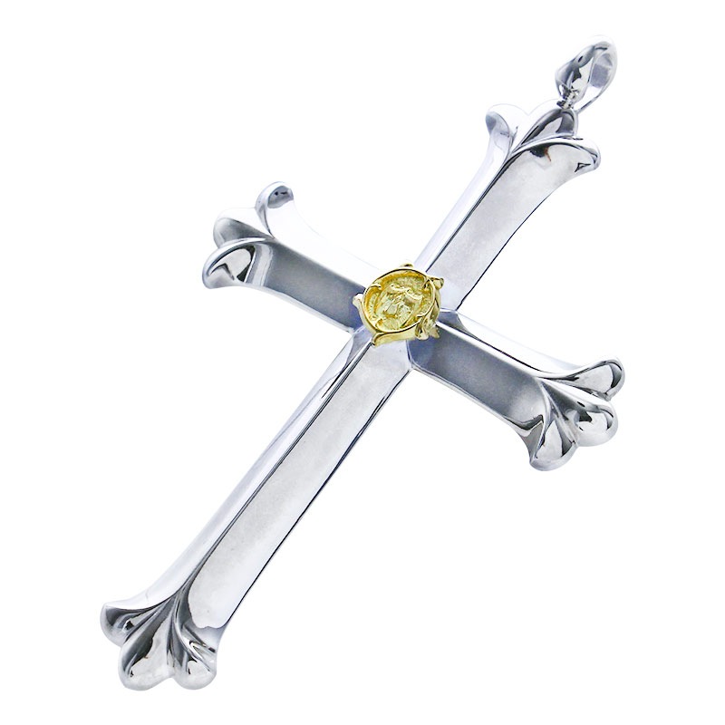 cross pendant arabesque K18 eagle metal