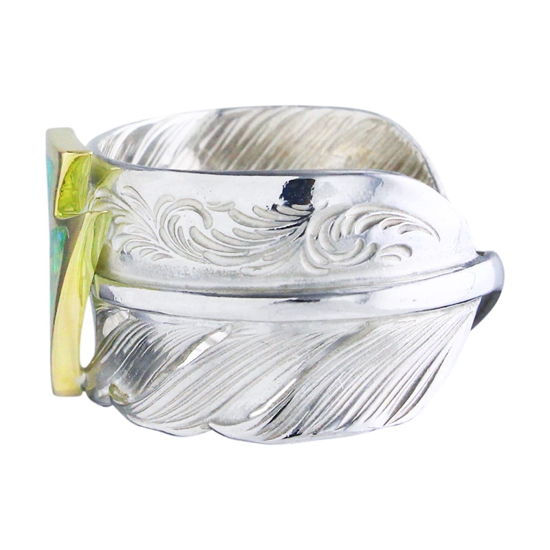 L arabesque flight feather 01 ring opal K18 big thunder