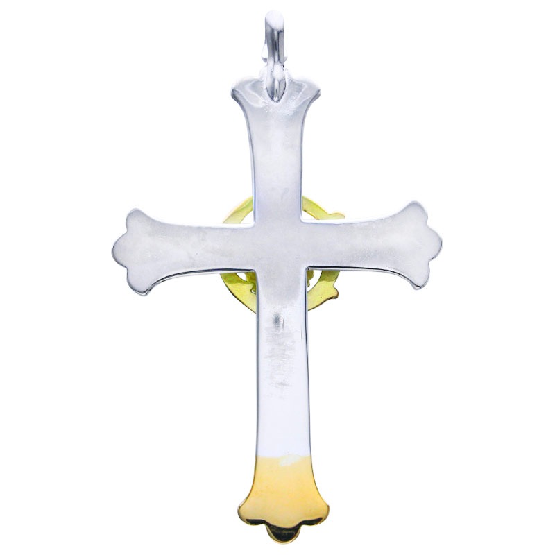 cross K18 top pendant K18 solid medicine wheel opal 6×8 K18 cup