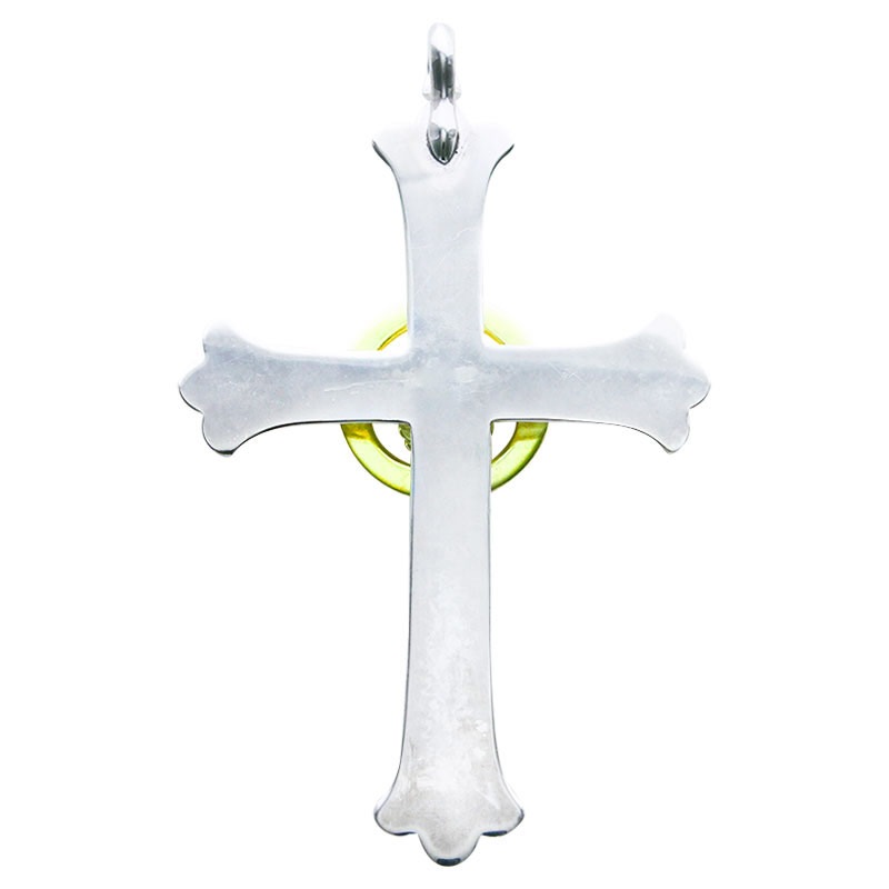 cross pendant arabesque K18 medicine wheel opal 6×8 K18 cup