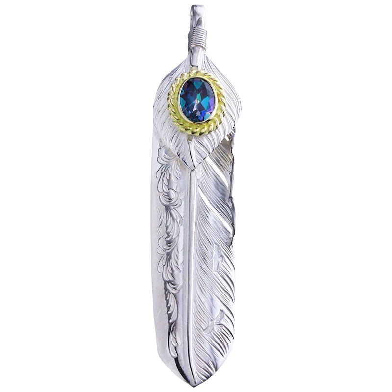 L arabesque flight feather 01 L flight heart feather 01 6×8 K18 cup rainbow topaz 6×8