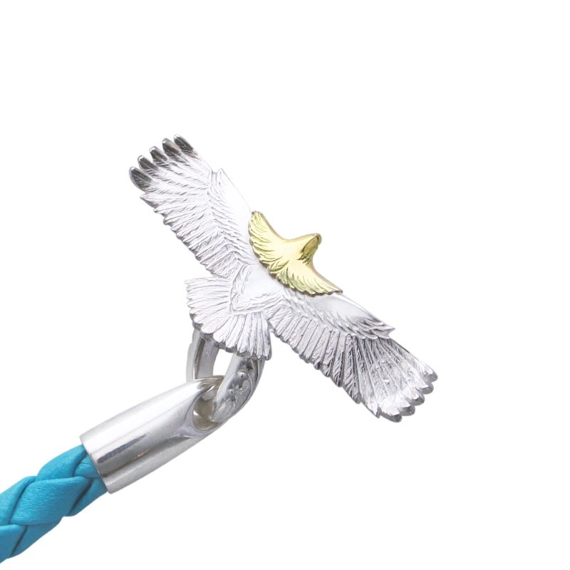 eagle eg-05/K18・925 LIGHT BLUE Leather bracelet