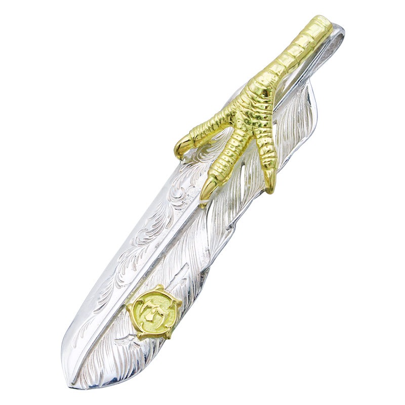 L arabesque flight feather 01 K18 eagle claw pendant 01 arabesque K18 eagle metal