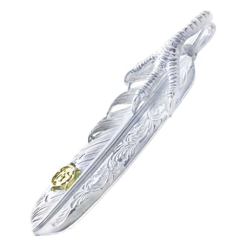 L arabesque flight feather 02 eagle claw pendant 02 arabesque K18 eagle metal