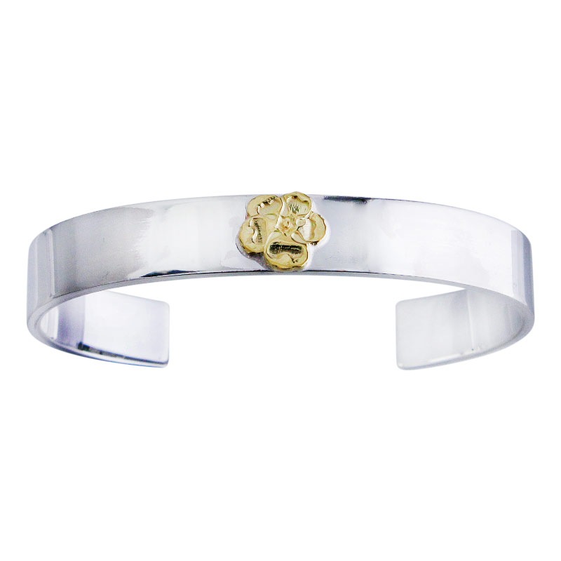 M plain bangle 10mm K18YG hibiscus metal