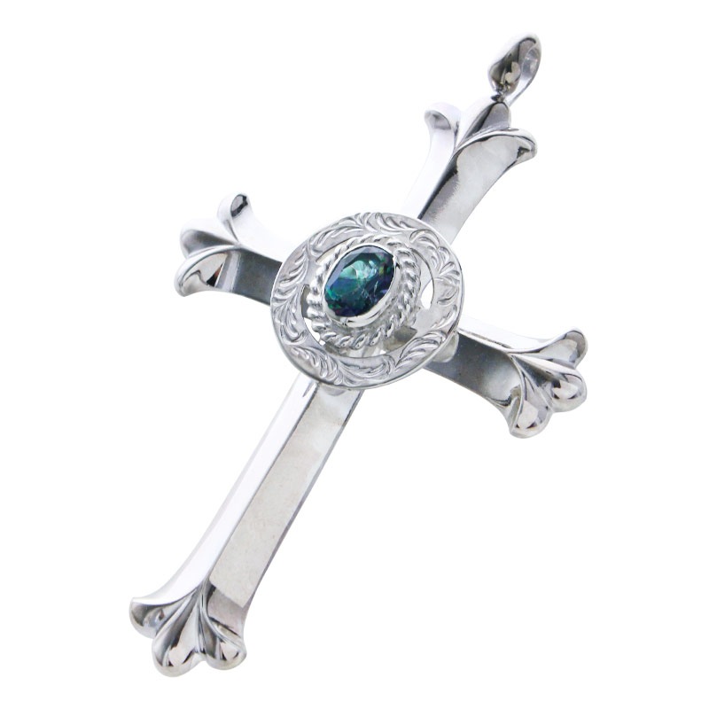 【大人気!】HERMES ミネラルデストリエ ハルスケット cross pendant arabesque medicine wheel rainbow topaz 6×8 cup