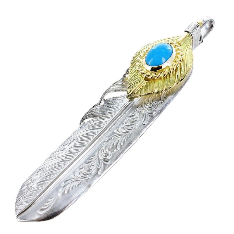 L arabesque flight feather 02 L K18 flight heart feather 02 turquoise 6×8 K18 cup