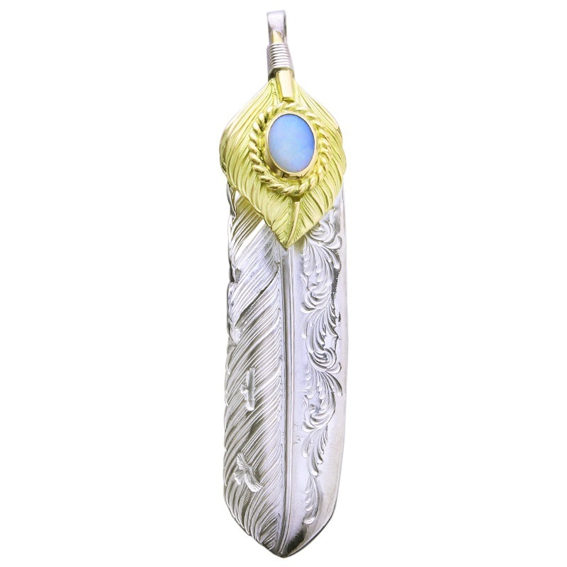 L arabesque flight feather 02 L K18 flight heart feather 02 opal 6×8 K18 cup