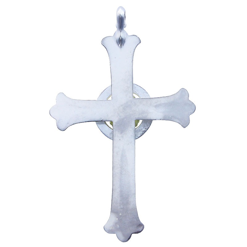 cross pendant arabesque medicine wheel opal 6×8 K18 cup