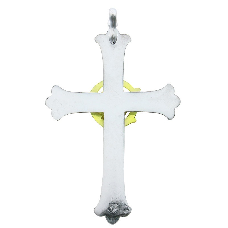 cross pendant K18 solid medicine wheel turquoise 6×8 K18 cup