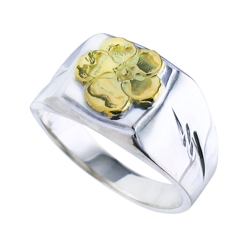 College ring K18YG hibiscus metal