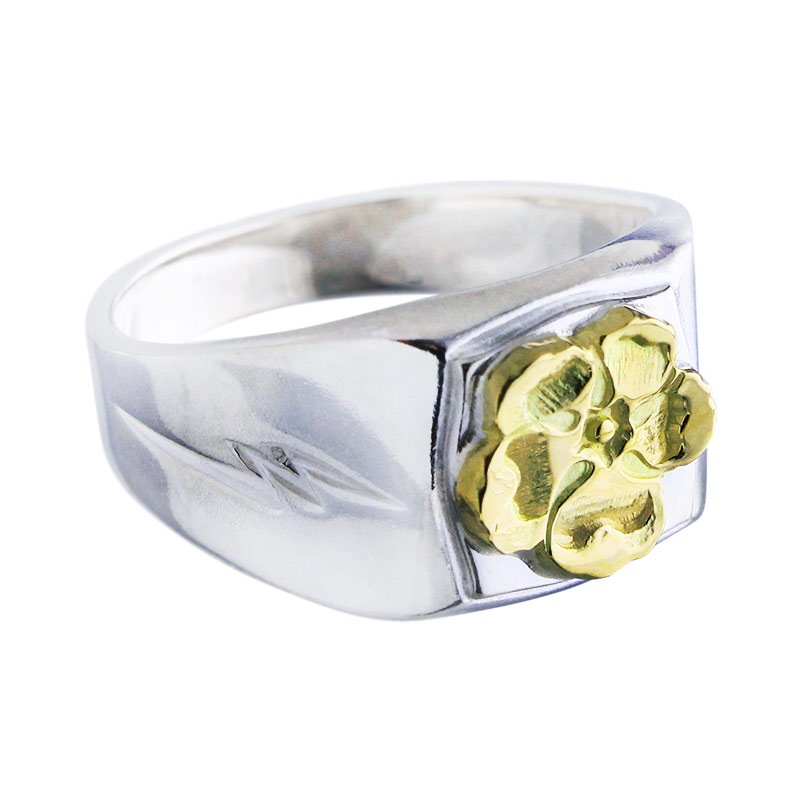 College ring K18YG hibiscus metal