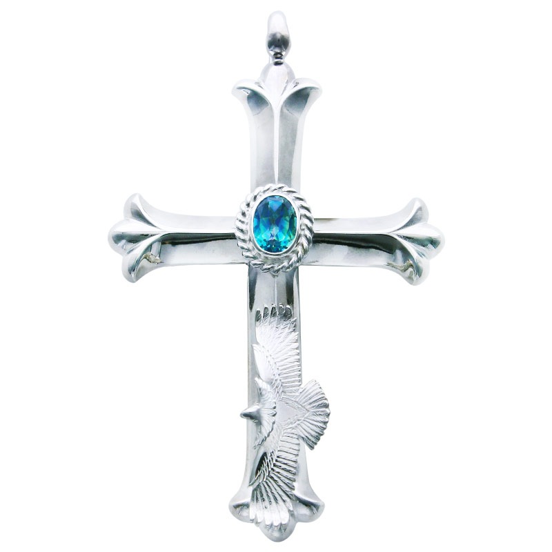 cross pendant eagle eg-05/925 rainbow topaz 6×8 cup