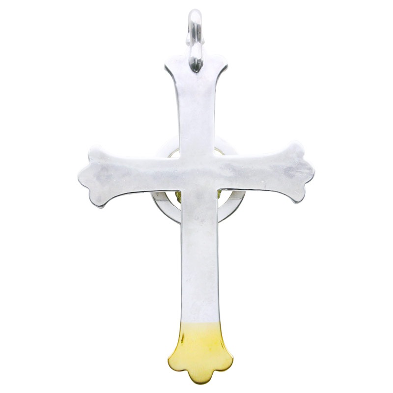 cross K18 top pendant plain medicine wheel opal 5×7 K18 cup