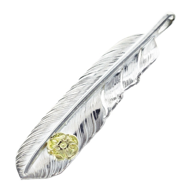 L flight feather 01 S K18 flower metal