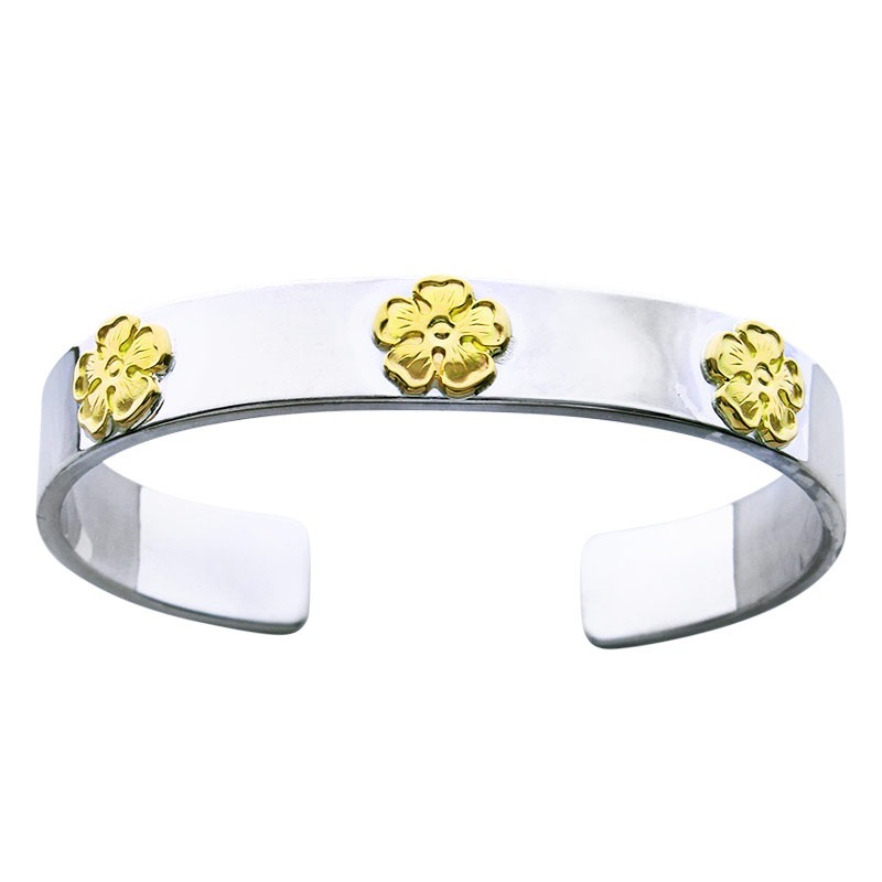 M plain bangle 10mm M K18 flower metal x3