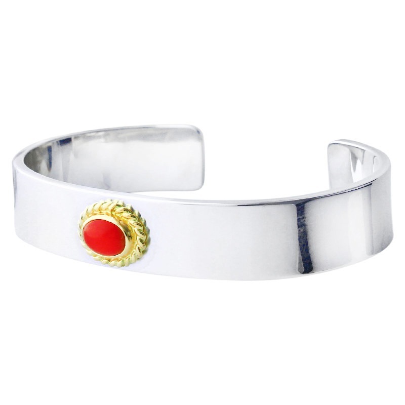 M plain bangle 12mm coral 6×8 K18 cup