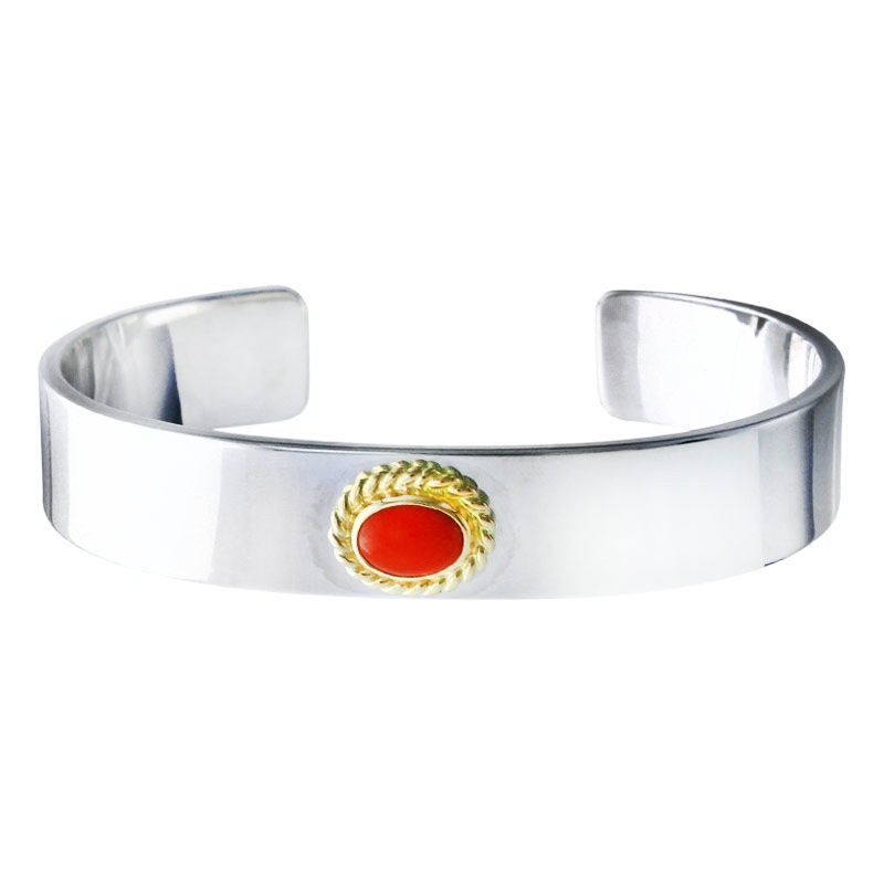 M plain bangle 12mm coral 6×8 K18 cup
