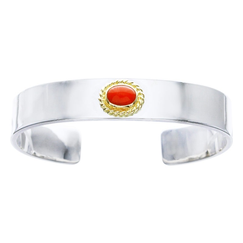 M plain bangle 12mm coral 6×8 K18 cup