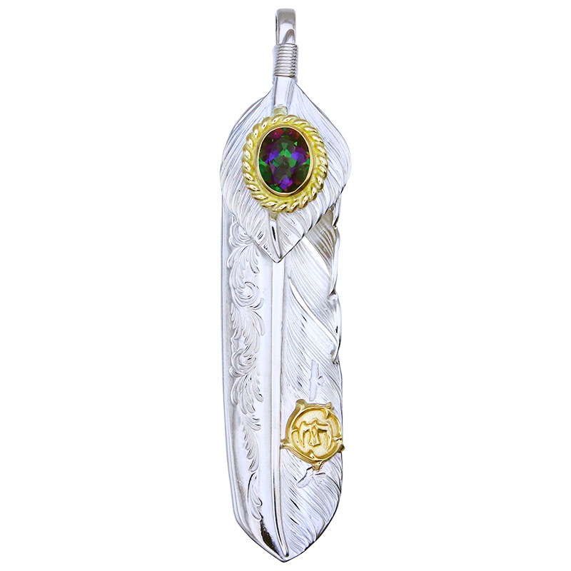 L arabesque flight feather 01L flight heart feather 01 rainbow topaz 6×8 K18 cup arabesque K18 eagle metal