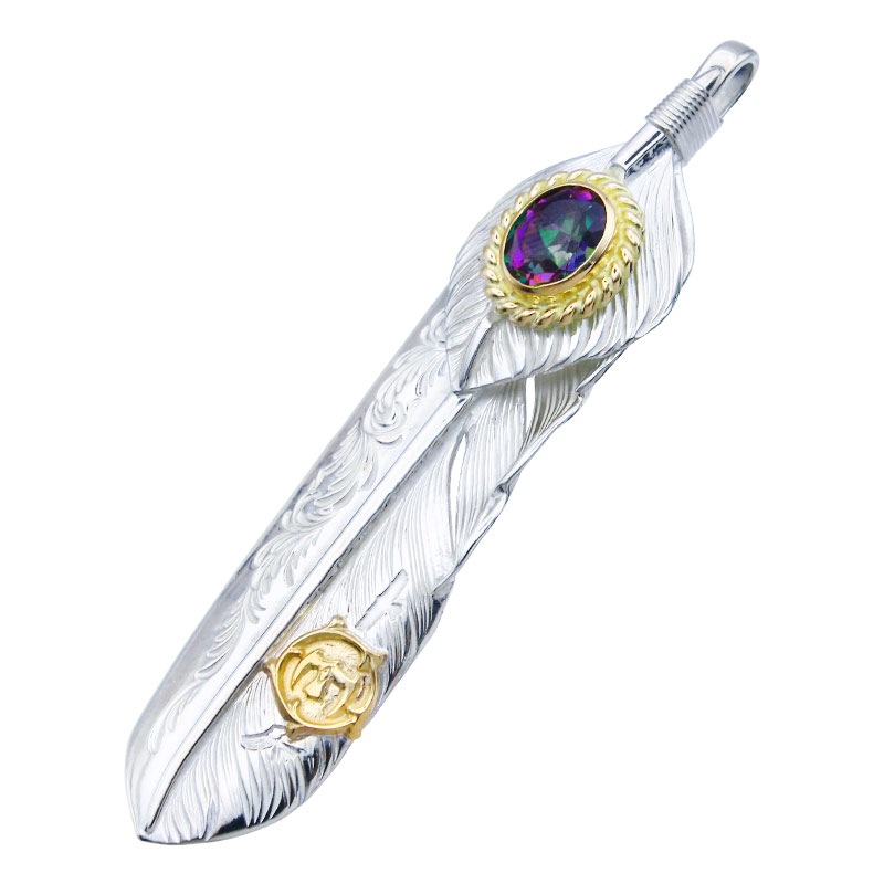 L arabesque flight feather 01L flight heart feather 01 rainbow topaz 6×8 K18 cup arabesque K18 eagle metal