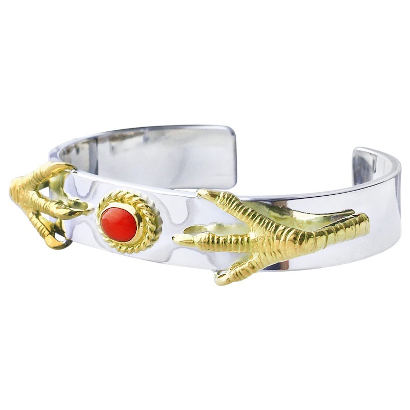 M plain bangle 12mm coral 6×8 K18 cup K18 eagle claw pendant 01