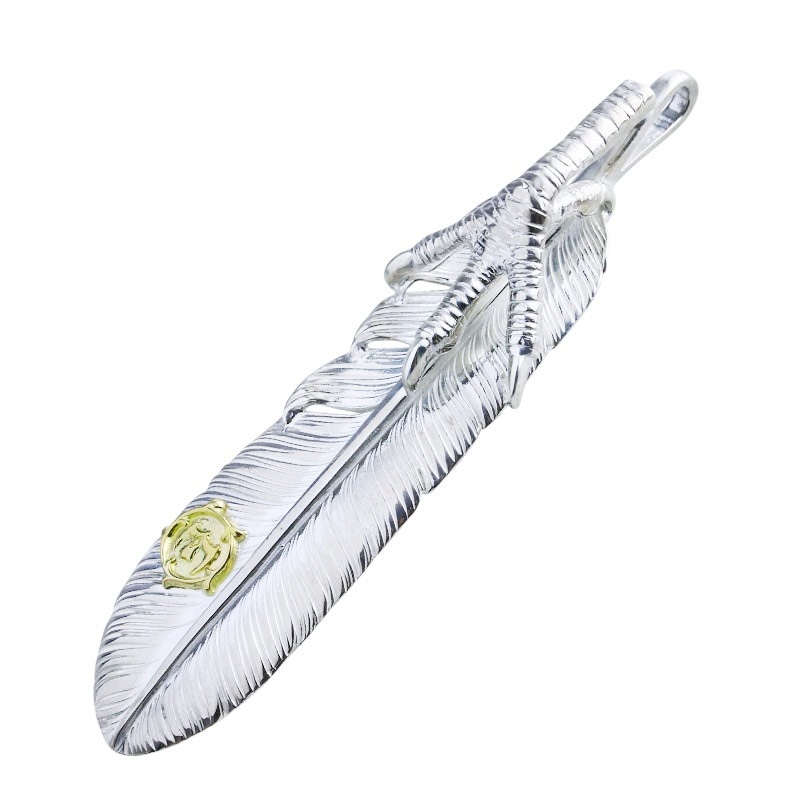L old feather 02 eagle claw pendant 02 arabesque K18 eagle metal