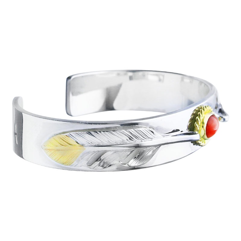 M plain bangle 12mm coral 6×8 K18 cup S feather K18 top 01 S feather K18 top 02