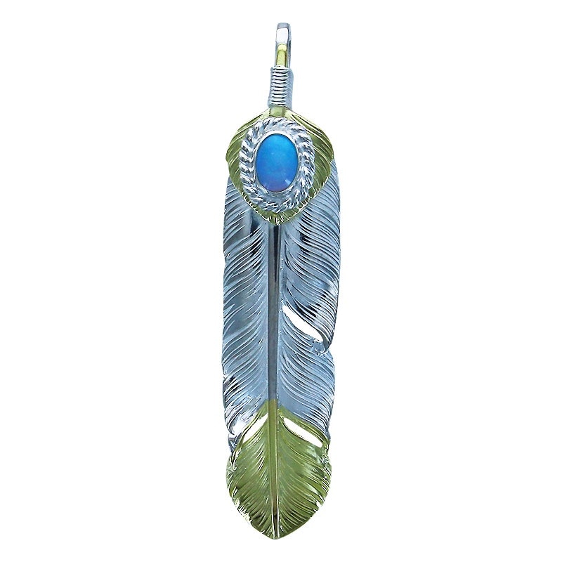 M feather K18 top 01 M K18 heart feather 01 opal 5×7 cup | Pendant