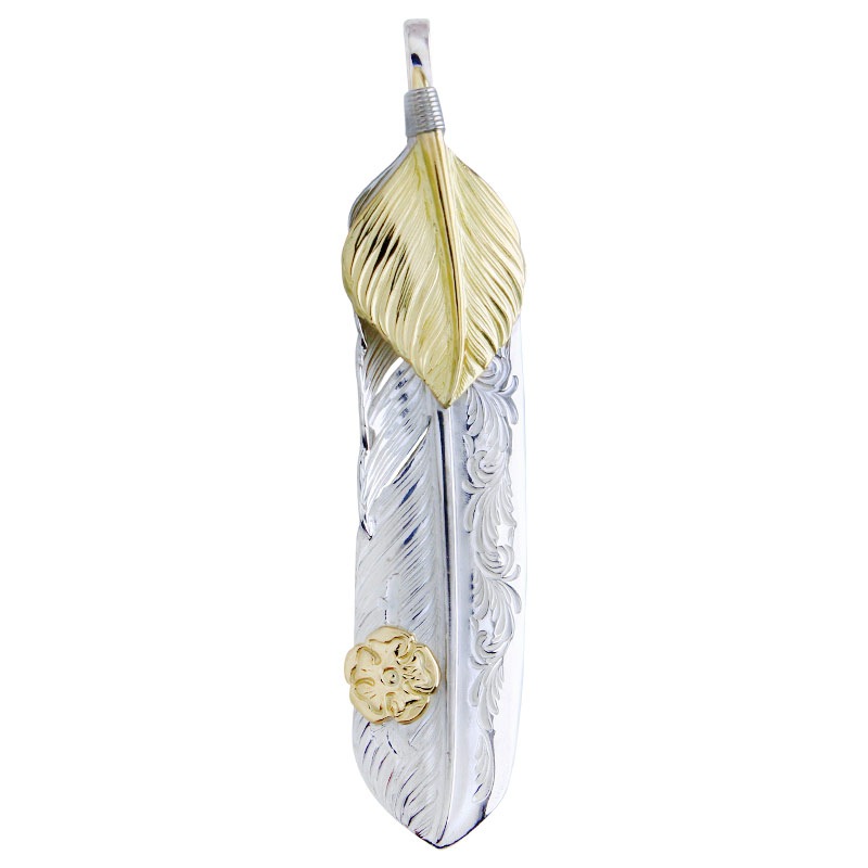 L arabesque flight feather 02 L K18 flight heart feather 02 S K18 flower metal
