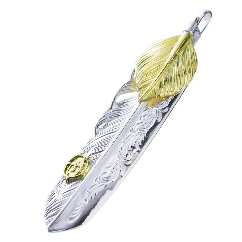 L arabesque flight feather 02 L K18 flight heart feather 02 K18 arabesque eagle metal