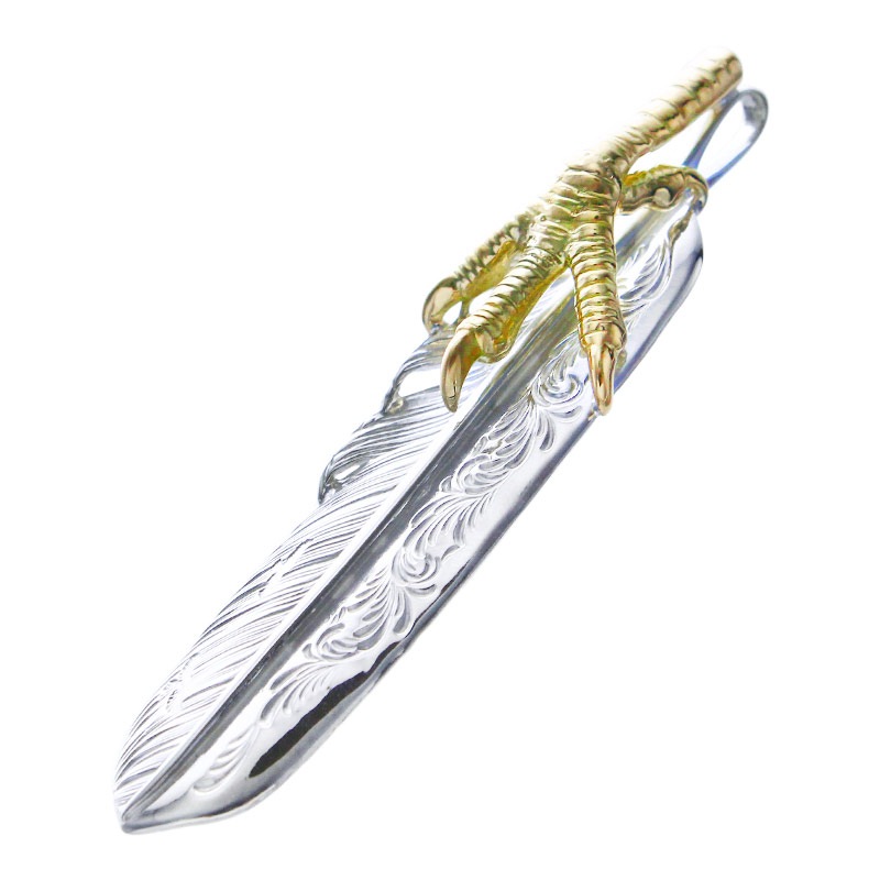 L arabesque flight feather 02 K18 eagle claw pendant 02