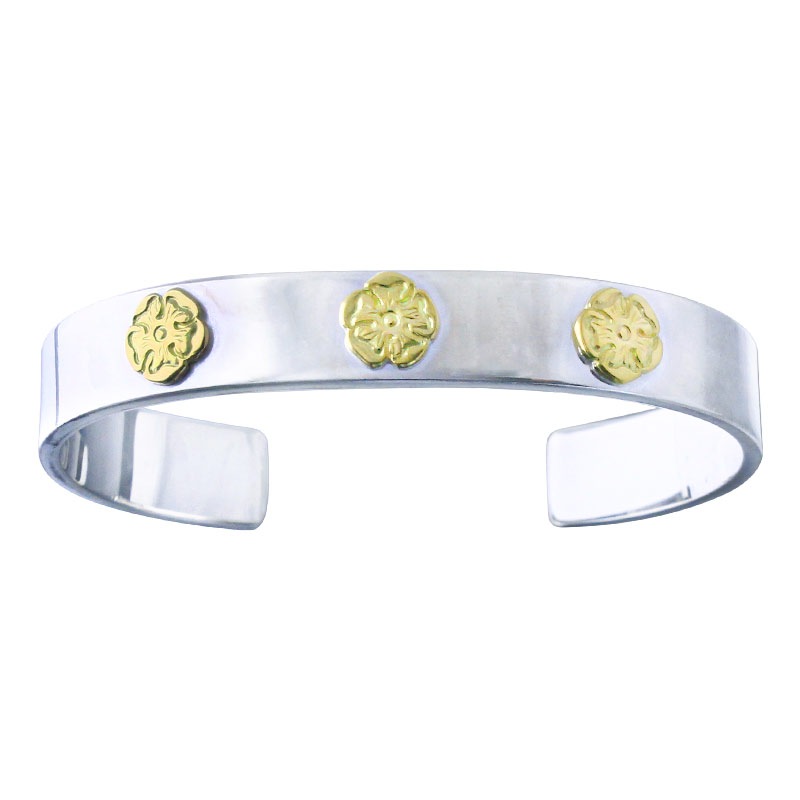 M plain bangle 10mm K18 S flower metal ×3