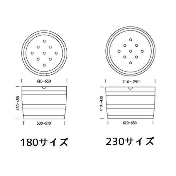樽半切プランター 230L