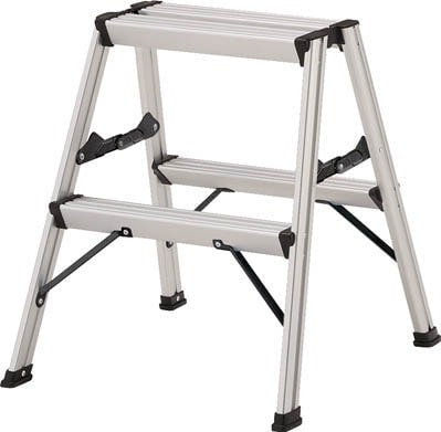 【メーカー直送：代引不可】ＴＲＵＳＣＯ　アルミ製踏台　２段　高強度型　シルバー TSAF2SV [423-4120] 【作業用踏台】[TSAF-2-SV]