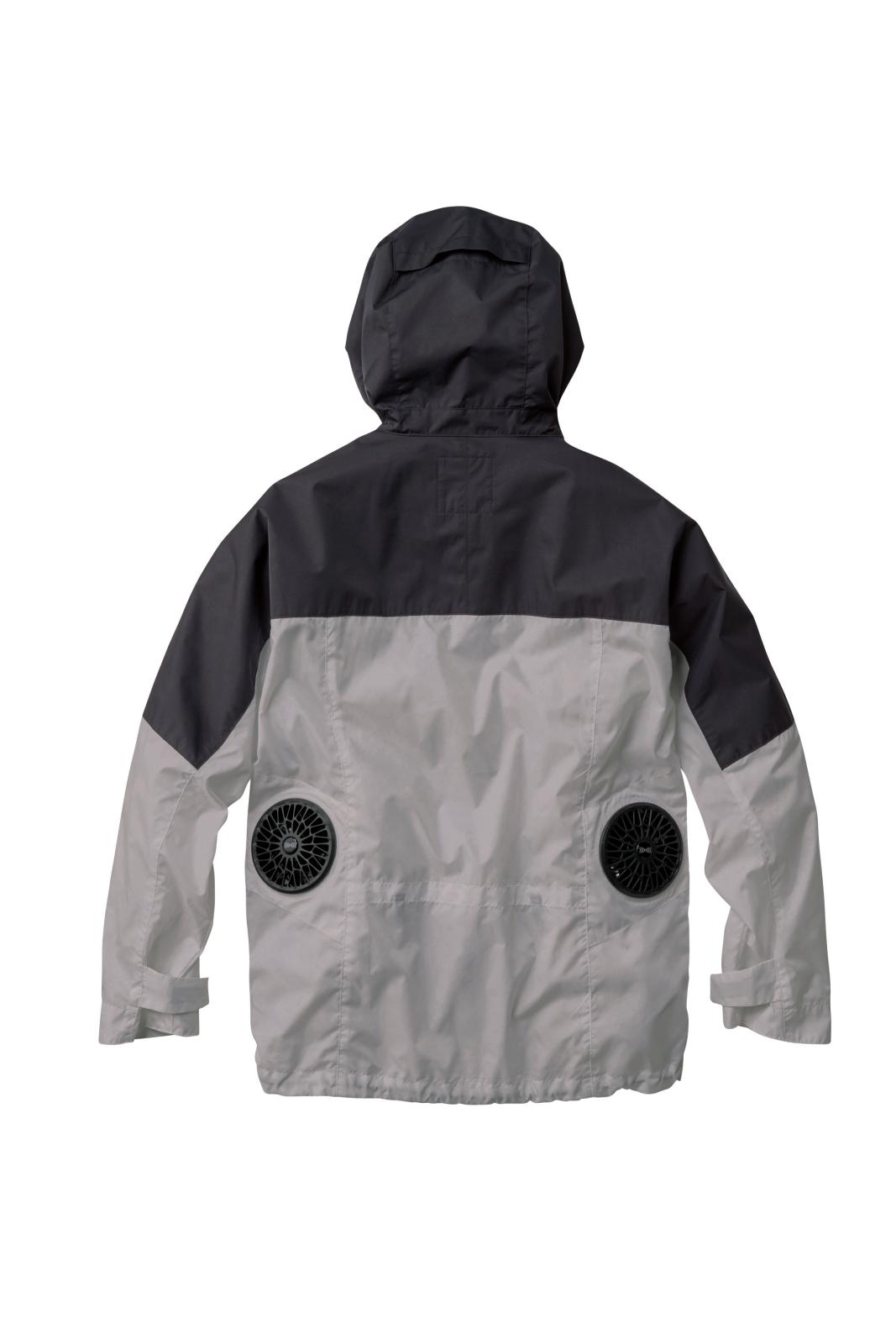 空調服 長袖ブルゾン(フード付)(ウェアのみ) ベージュ×ネイビー M