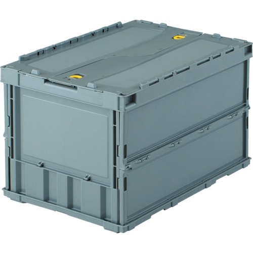 ＴＲＵＳＣＯ　トラスコ中山　薄型折りたたみコンテナ　５０Ｌ　ロックフタ付　グレー TR-C50B(GY) [TRC50BGY] [344-9301]