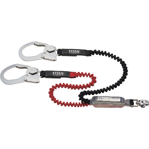 サンコー　タイタン　ＥＸＪ伸縮ストラップ式　タイプ１ランヤード　ブラック／レッド　ダブル (墜落制止用器具)　HL-ERW [HLERW] [160-5570] ※画像は代表画像となります。