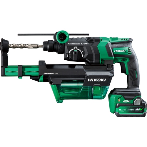 (11月上旬頃入荷予定)(メーカー直送)HiKOKI(ハイコーキ）コードレスロータリハンマドリル 集じんタイプ DH36DPF(2XPZ)※ビット別売※バッテリー(BSL36A18X)2個・充電器・システムケース付