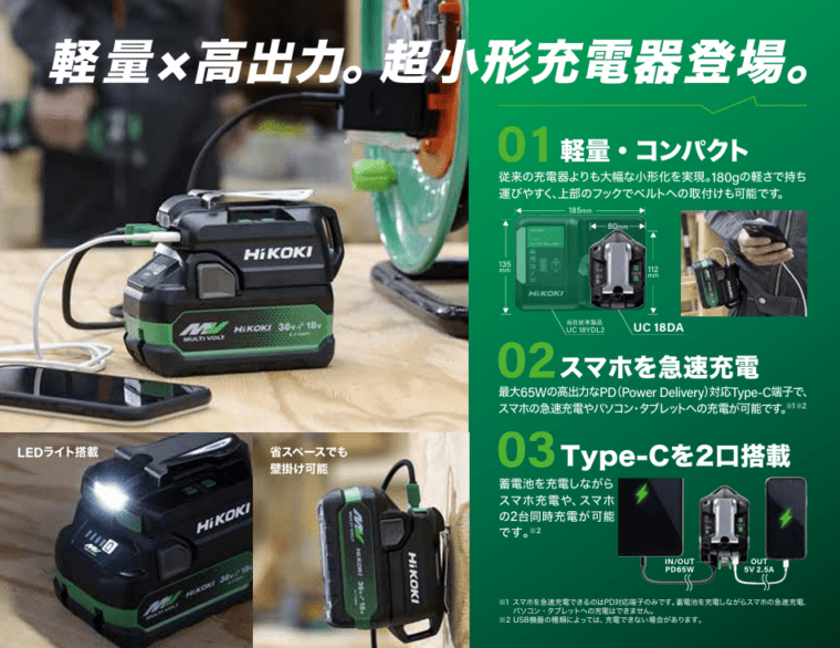 HiKOKI (ハイコーキ) 14.4V/18V/マルチボルト(36V) 対応 USB対応充電器