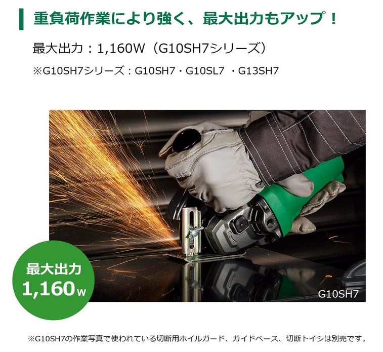 (在庫あり 限定特価)HiKOKI(ハイコーキ) 電気ディスクグラインダー AC100V 100mm 低速高トルク形 スライド式スイッチ G10SL7