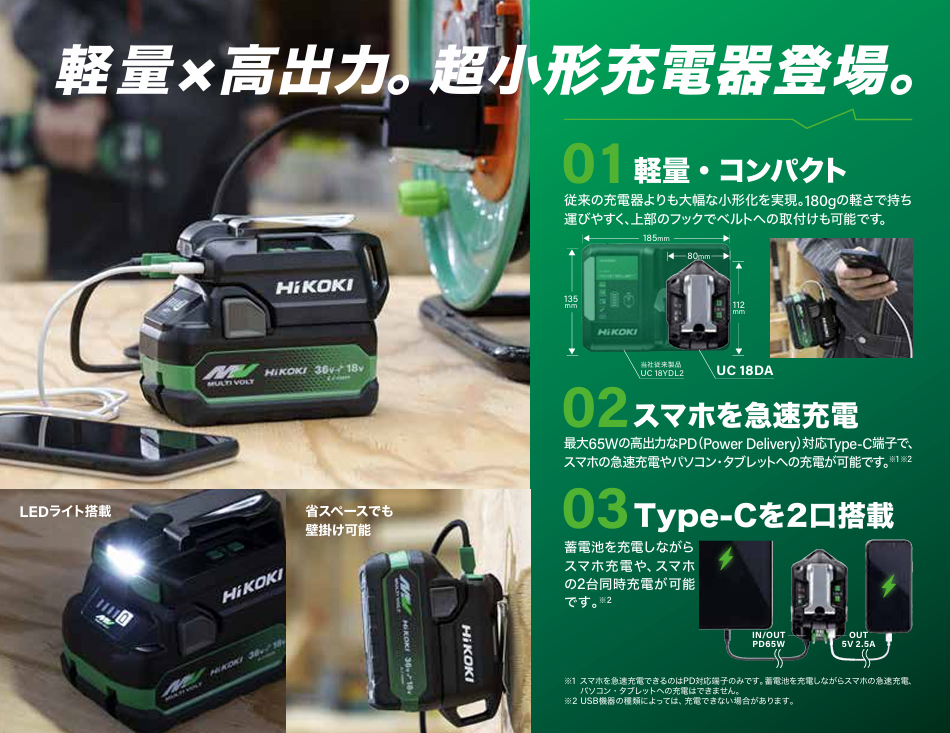 HiKOKI ハイコーキ 14.4V/18V/マルチボルト(36V)対応 急速充電器 本体のみ UC18YDL2 未使用品 【工具専門店 テイクハンズ金沢野々市店】 楽天市場】最強配送 HiKOKI UC18YDML 2ポート 急速充電器 10.8V 14.4V